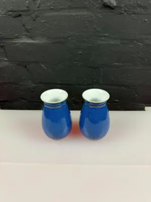 2 x Denby Imperial Blue Flower Vases 4.75" High Set
