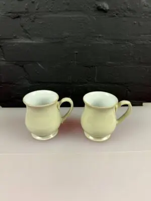 2 x Denby Linen Beige Craftman Tea Coffee Mugs 4.25" High Set 1st quality