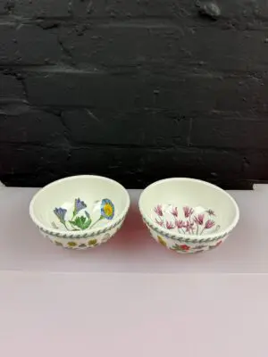 2 x Portmeirion Botanic Garden Rice Bowls 5.5" Wide Bindweed Cyclamen Set