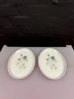 2 x Wedgwood Susie Cooper Glen Mist Oval Trays 24.5 cm x 17.5 cm Set
