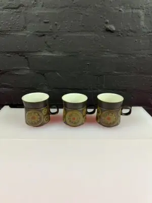 3 x Denby Arabesque Large Squat Mugs 3.6" High Set