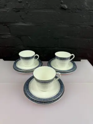 3 x Royal Doulton Sherbrooke H5009 Tea Trios Cups Saucers and Side Plates Set