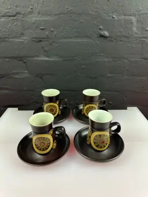 4 x Denby Arabesque Coffee Cups and Saucers 2 Sets Available