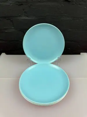 4 x Poole Twintone Sky Blue Salad Plates 20.5 cm Wide 2 Sets Available