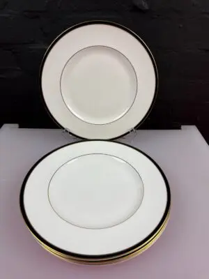 5 x Minton Saturn Black Dinner Plates 27 cm Wide Set