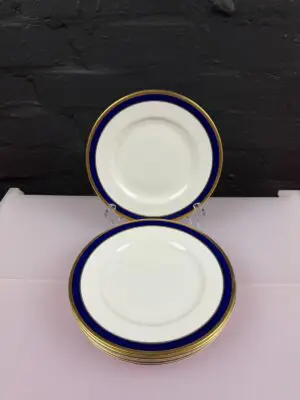 6 x Coalport Rutland Blue Salad Plates 20.5 cm Wide 2 Sets Available