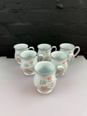 6 x Denby Encore Sweet Pea Craftsmen Tea / Coffee Mugs 10.5 cm High Set