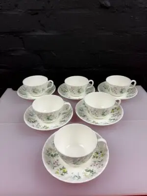 6 x Minton Spring Valley Tea Cups and Saucers Set