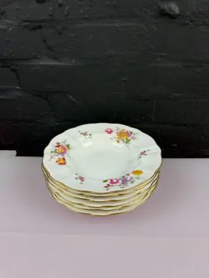 6 x Royal Crown Derby Posies Rimmed Soup Bowls 8.5" Wide Set 2nd Quality LIX