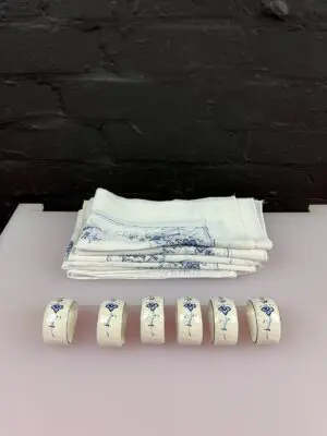 6 x Villeroy & and Boch Luxembourg Vieux Napkin Rings and Napkins RARE Set