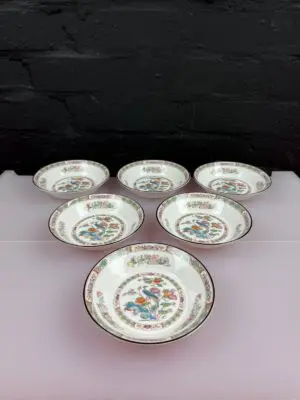 6 x Wedgwood Kutani Crane Fruit Bowls 13 cm Wide Set