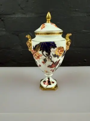 Coalport Hong Kong Lidded / Footed Urn Ram Handles 7" High