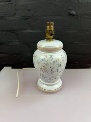 Denby Floral Leaves Hand Painted Signed Table Lamp 10.25" Tall to Top Of Fitting