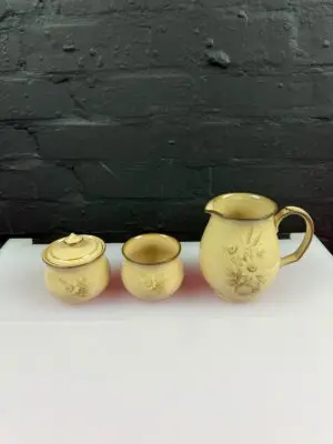 Denby Memories / Images Milk / Cream Jug 5.25" and Open + Covered Sugar Bowl Set