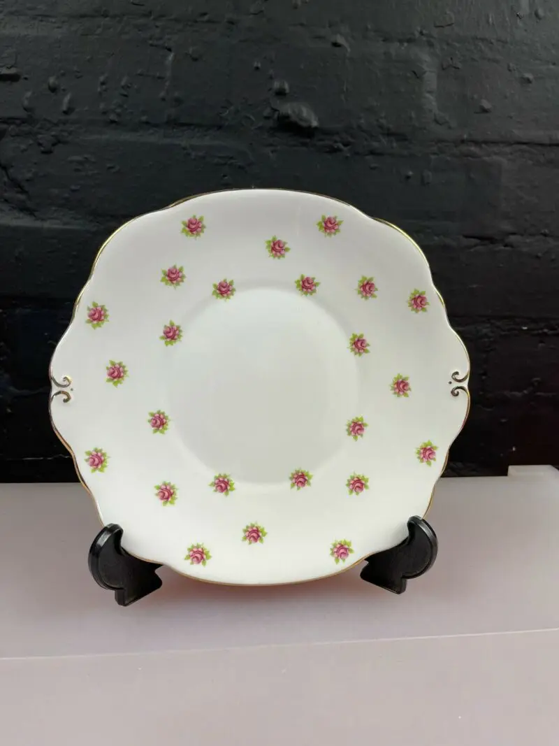 Duchess Melody Ditsy Rose Pink Eared Cake / Bread Plate 9.25" Wide