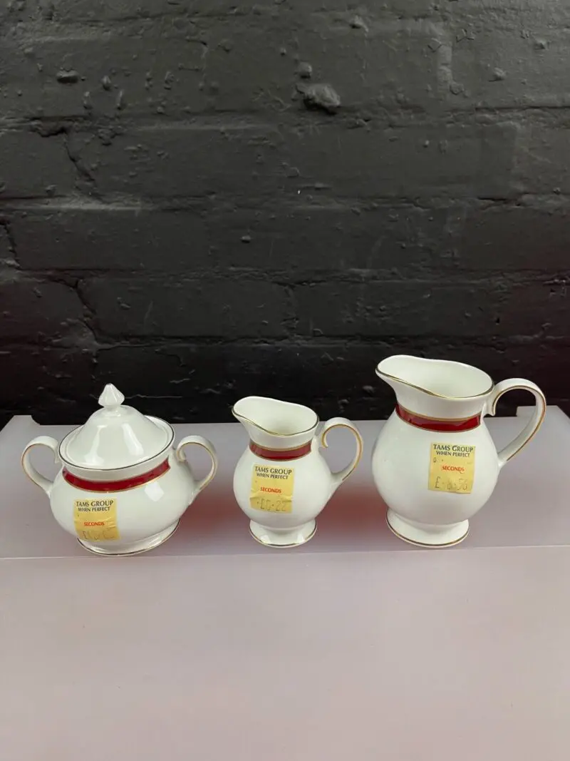 Duchess / Royal Grafton Warwick Red Milk + Cream Jugs and Covered Sugar Bowl Set