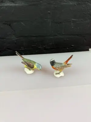 Goebel W.Germany Glossy Porcelain Bird Figurines Redstart Yellow Wagtail Set