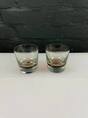 Kastrup-Holmegaard Denmark Canada Smoke Vintage Glasses 8 cm Set of 2
