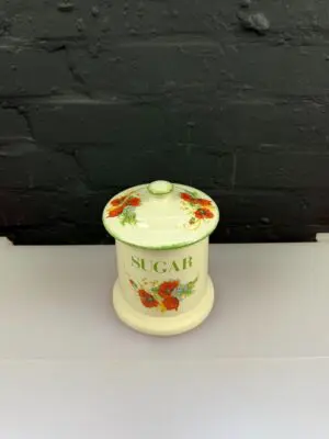 Kernewek Pottery Cornwall Red Poppy Design Sugar Storage Jar 6.25" High