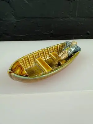 Lovely Rare Vintage Wade Man in A Boat Porcelain Figurine Made In England 6 Inch