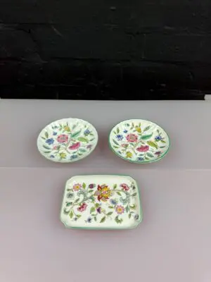 Minton Haddon Hall Green Trinket / Pint Dishes Set of 3