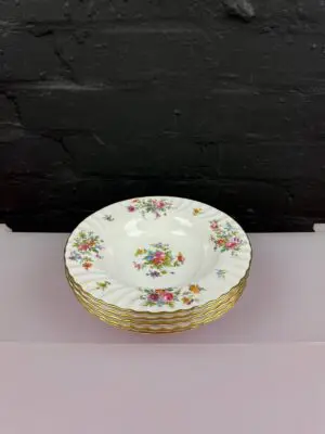 Minton Marlow Rimmed Pasta / Soup Bowls 22.5 cm Wide Set of 5