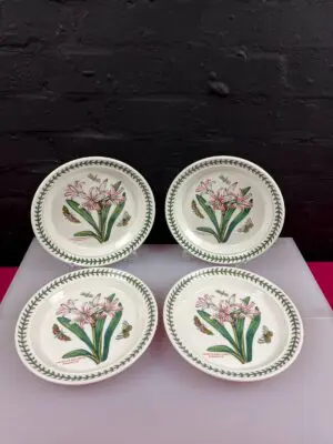Portmeirion Botanic Garden Salad Plates Belladonna Lily 8.5" Wide Set of 4