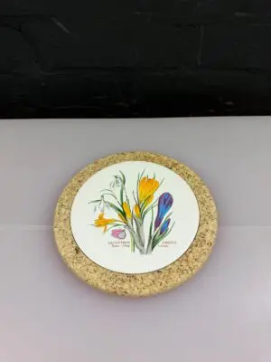 Portmeirion Botanic Garden Tea Pot Stand Snow Drop Crocus Cork Base 7.5" Wide