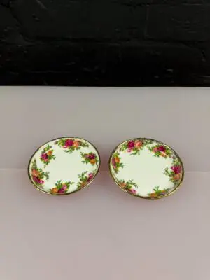 Royal Albert Old Country Roses Round Trinket Dishes Coasters 9.2 cm Set of 2