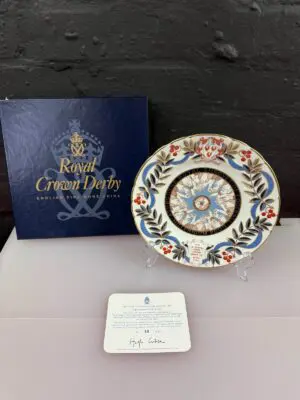 Royal Crown Derby Ashbourne Royal Shrovetide Football Cabinet Plate Millennium