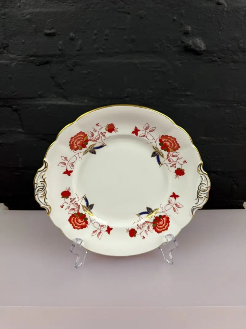 Royal Crown Derby Bali A1100 Eared Cake / Bread Plate 24.5 cm Wide XLV 1982