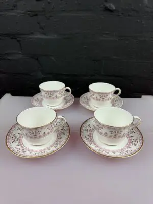 Royal Crown Derby Brittany A.1229 Tea Cups and Saucers Set of 4