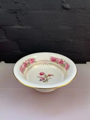 Spode Pink Cabbage Roses Footed Fruit Bowl / Serving Dish 10" x 3.5"