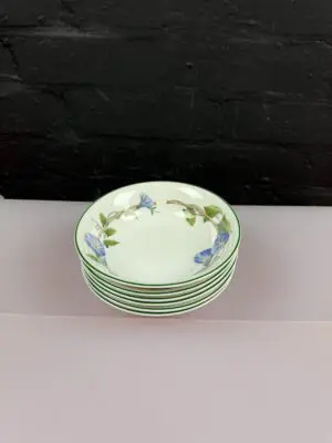 Wedgwood Blue Delphi Cereal Bowls 16 cm Wide Set of 6