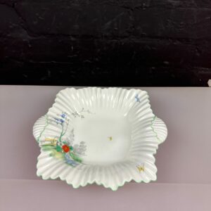 Shelley China Trinket Dish Flowers Blue Tree River Handled 21 cm x 4 cm