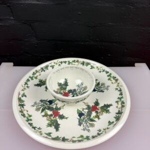 Portmeirion Holly and The Ivy Chip & Dip Serving Tray 13.5" Wide With Bowl