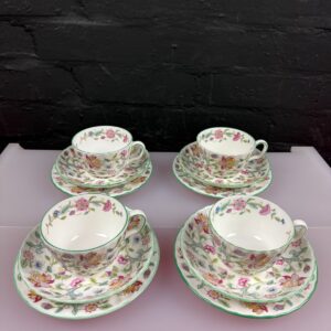 Minton Haddon Hall Tea Trios Cups Saucers and Side Plates 3 Sets of 4 Available