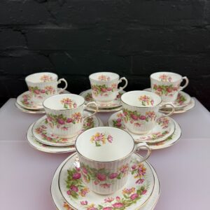 6 x Queens Woman Home Honeysuckle Tea Trios Cups Saucers Side Plates Set