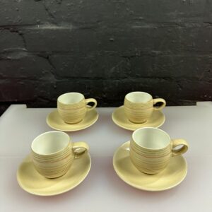 4 x Denby Caramel Stripes 1st Quality Coffee Espresso Cups and Saucers 2 Sets