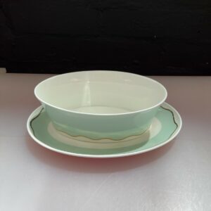 Royal Doulton Fusion Frivolous Green Oval Gravy Sauce Boat and Stand