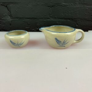 Bourne Denby Stoneware Hand Painted Jug 6 cm and Open Sugar Bowl Set Leaf Print