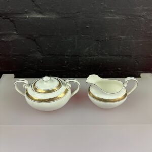 Aynsley Odyssey Milk / Cream Jug 3.75” And Handled Lidded Covered Sugar Bowl Set
