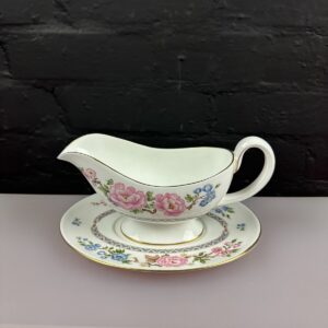 Royal Worcester Mikado Gravy Boat / Sauce Jug and Stand / Drip Plate Set