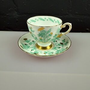 Tuscan Green Thistle Blossom Tea Cup and Saucer