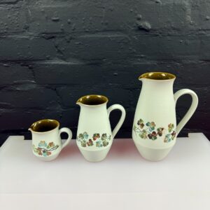 Denby Shamrock Graduating Water Milk Cream Jugs 8.5 cm + 15 cm  20.5 cm Set of 3