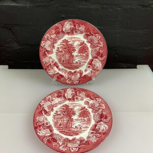 2 x Enoch Woods English Scenery Pink Salad Plates 7.75" Wide Set Smooth