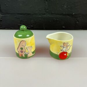 Whittard Of Chelsea Milk Cream Jug and Sugar Hand Painted Jane Massey Christmas