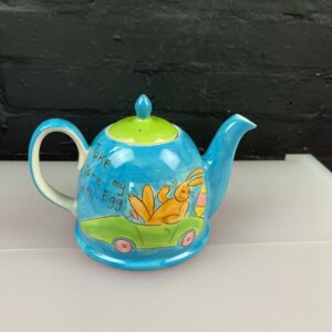 Whittard of Chelsea Hand Painted Teapot Rabbits Bunny Plane Car Egg Easter