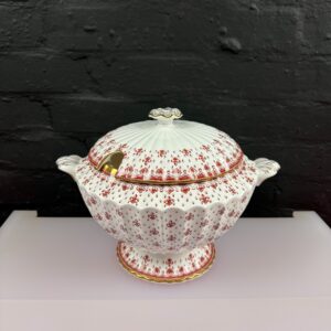 Spode Fleur De Lys Red Large Lidded / Covered Soup Tureen Serving Dish RARE