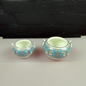 Wedgwood Florentine Turquoise W2714 Covered Sugar Bowls No Lids Set of 2